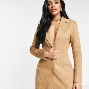 Lioness Tan suede blazer dress